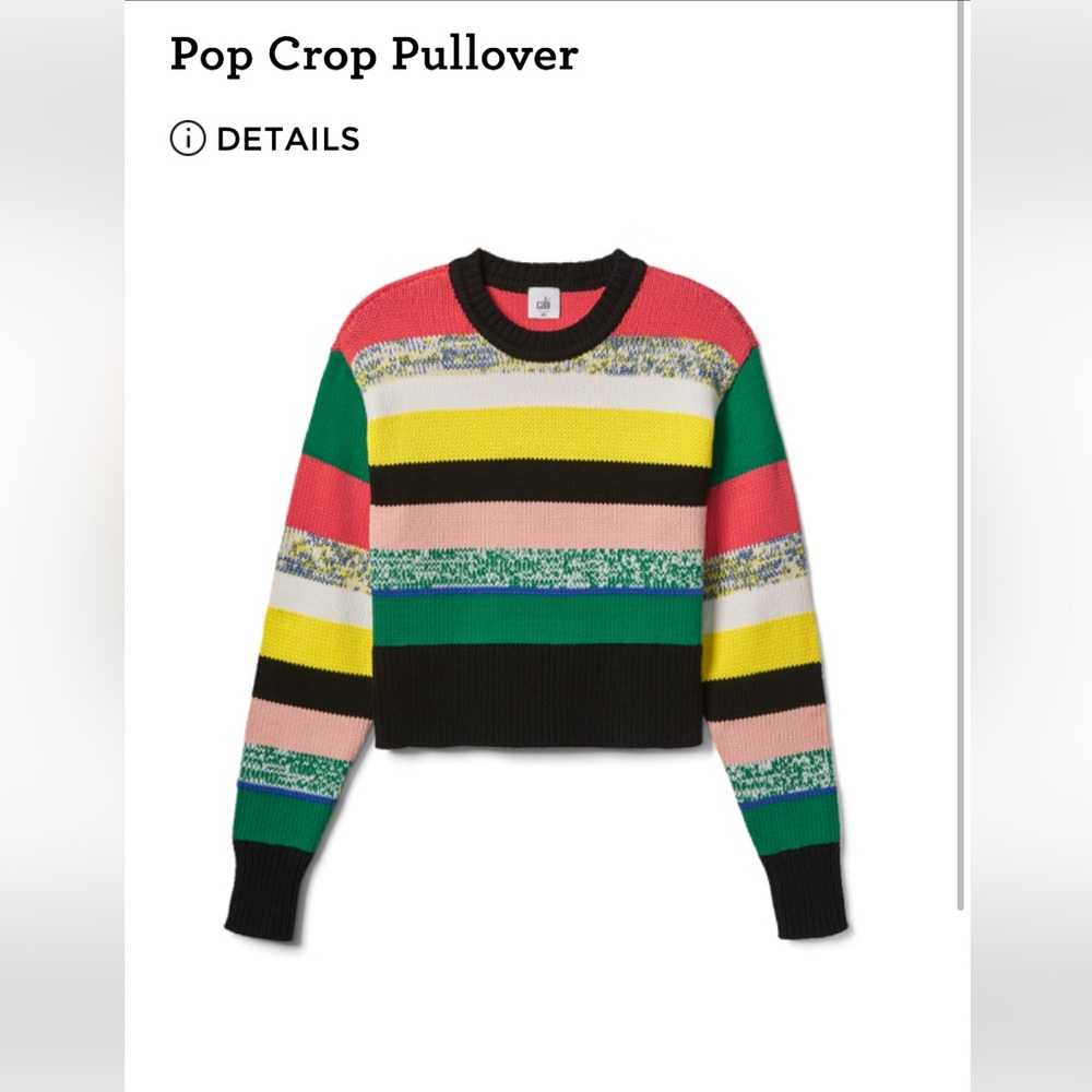 CAbi Pop Crop Pullover Multicolor Striped Sweater